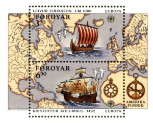 Leif Eriksson ist seit 1992 auf Färöisch Briefmarken zu finden - Quelle: Wikipedia