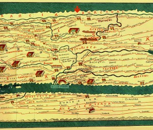Tabula Peutingeriana (Ausschnitt mit dem antiken Köln)(Quelle: Wikipedia)