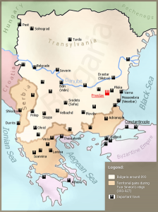 Bulgarien zur Zeit Simeons I. (Quelle: Wikipedia; Autor: Todor Bozhinov)