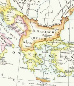 Bulgarisches Reich (Karte aus dem Historischen Handatlas von G. Droysen; 1886; Quelle: Wikipedia)