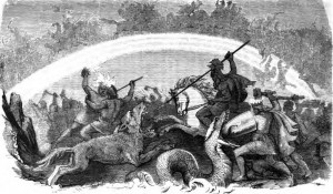 Kampf der untergehenden Götter 
hier in einer Darstellung von Friedrich Wilhelm Heine
von 1882
(Quelle: Wikipedia)