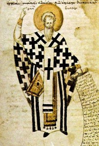 Basilius der Große in einer Handschrift des 15. Jh. aus Dionysiou
Quelle: Wikipedia