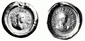 2 Siegel Arnulfs von Kärnten, li. nach 888 als König, re. ca. 896 als Kaiser (Quelle: Wikipedia)