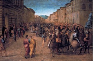 Einmarsch Karls VIII. in Florenz - 1518
Gemälde von Francesco Granacci
Quelle: Wikimedia