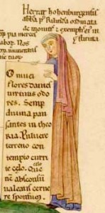 Herrad von Landsberg
 Selbstbildnis aus dem Hortus Deliciarum, um 1180 (Quelle: Wikipedia)