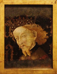 König Jakob I. von Aragón, dargestellt von Gonçal Peris Sarrià und Jaume Mateu, 1427, Museu Nacional d’Art de Catalunya
Quelle: Wikipedia