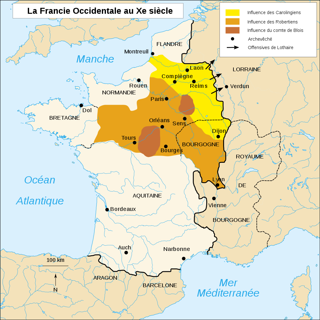 Frankreich im X. Jhdt. (von Bourrichon; 2008; Quelle: wikimedia.org)